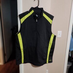 Charles River Apparel Pullover 1/4 Zip Vest Unisex Size Large Black Neon Yellow